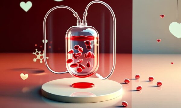 AI - Illustration of Blood and Transfusion: A Symbol of Life and Medical Care. Ideal for use in educational materials, medical campaigns, and healthcare-related designs.