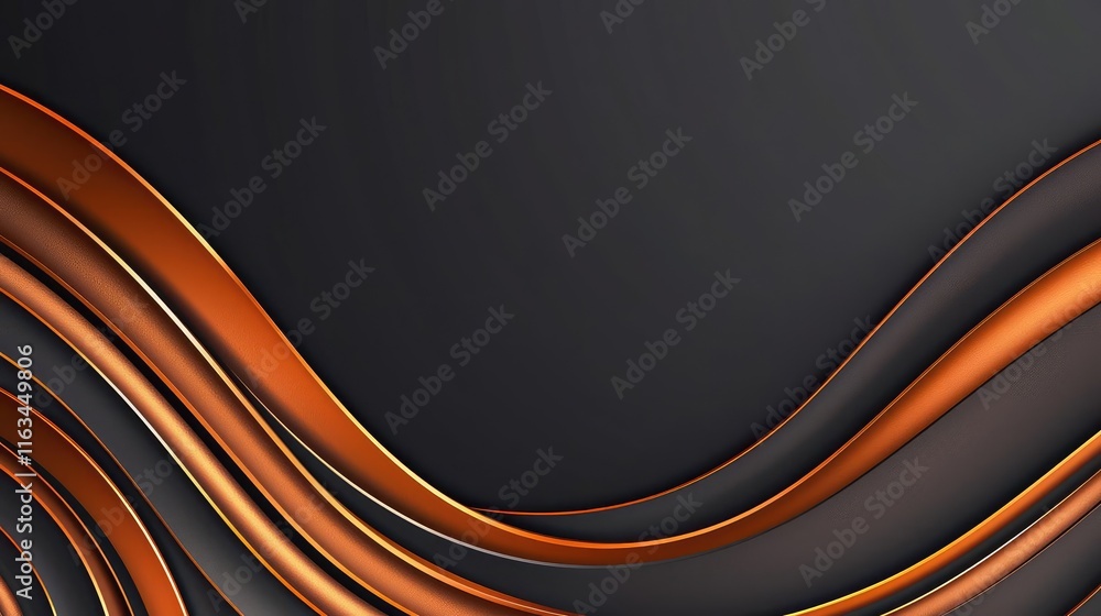 Poster brushed abstract background idea. elegant abstract background with flowing bronze waves on a dark su