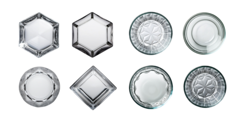 Clear Glass Plates on Transparent Background