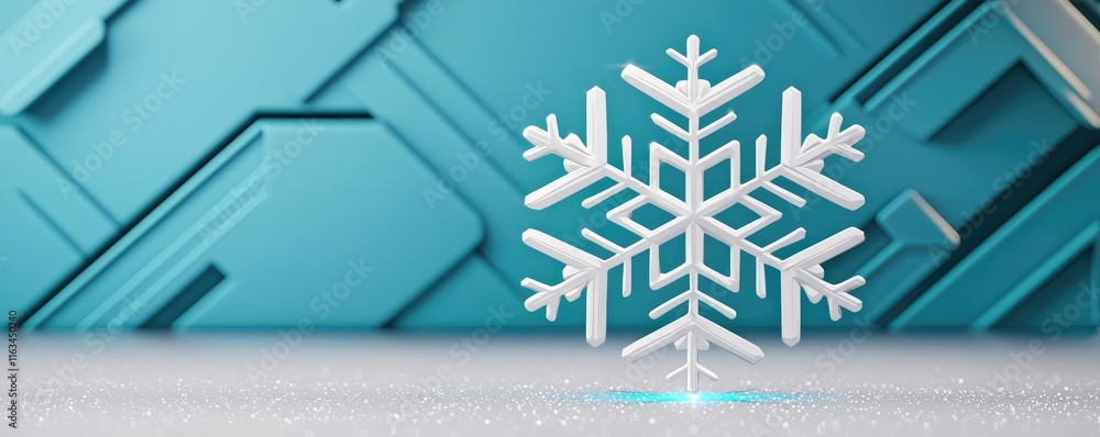 Poster snowflake abstract background concept. a minimalist snowflake design on a vibrant geometric backgrou