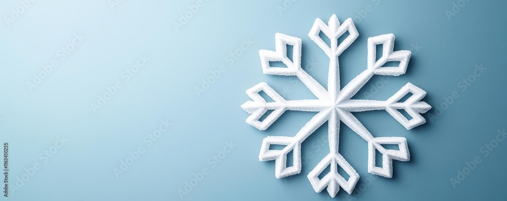 Poster snowflake abstract background concept. a beautiful snowflake design on a soft blue background, evoki