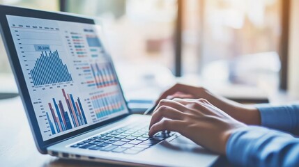 Data Analysis on Laptop: Business Analytics and Financial Reporting