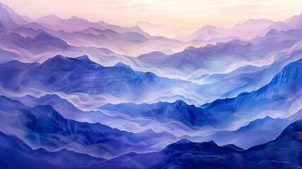 Obraz premium Abstract Gradient Mountain Landscape Art in Chinese Aesthetic Silk Texture 
