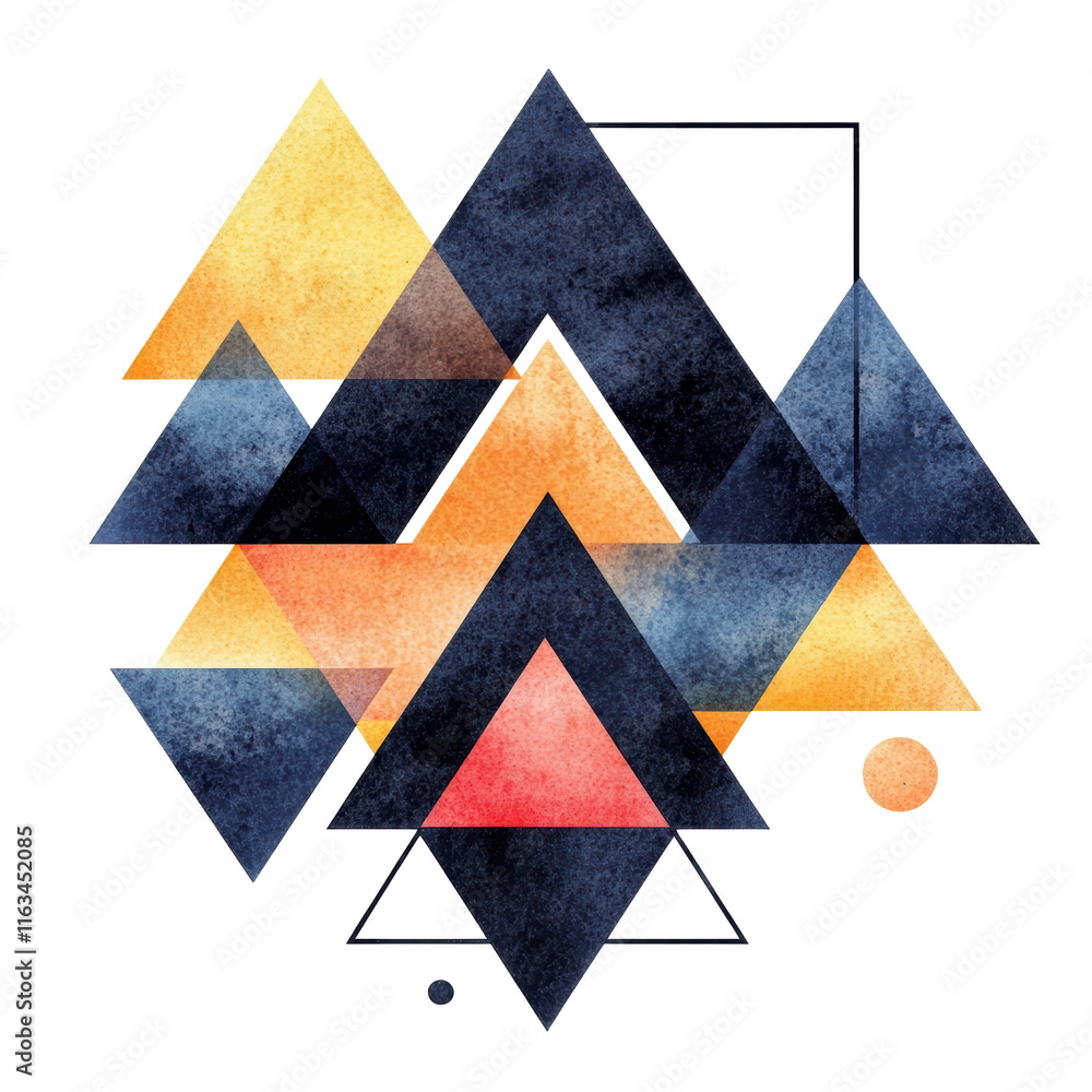 Aufkleber dark blue and yellow abstract triangles arranged with overlapping layers. a bold and modern design s