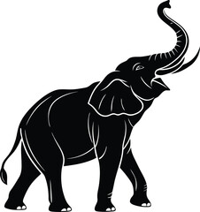 Elephant silhouette vector illustration, black Elephant vector, Elephant line art vector