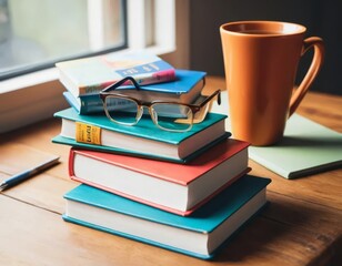 Naklejka premium books and glasses