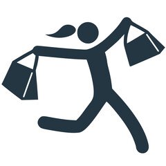 woman shopping vector icon, illustration of a person in action, pictorgam, buy, bag