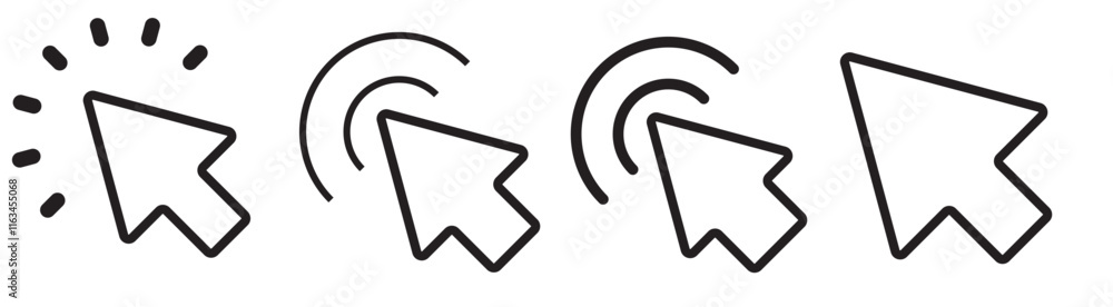 Poster cursor click icon vector, pointer arrow icon.