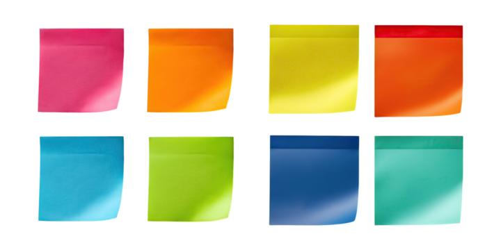 Colorful Sticky Notes on Transparent Background