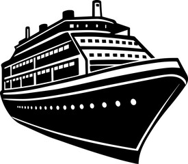 Obraz premium Elegant Silhouette of a Modern Luxury Yacht Cruising the Ocean in Black and White