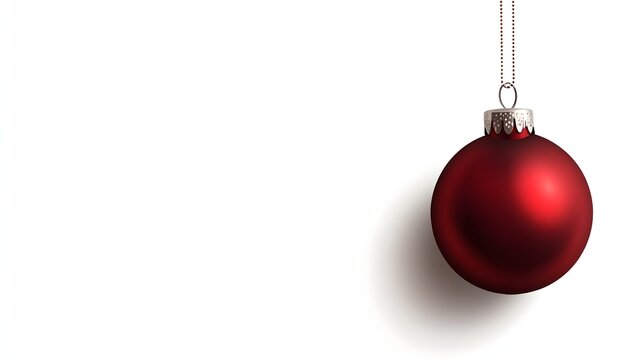 A Single Red Christmas Ornament Hangs Against White