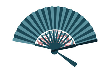 Asian hand folding fan open representing Japanese culture isolated on white background
