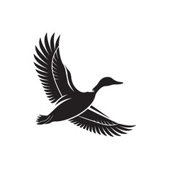 flying duck silhouette vector line art design
