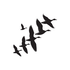 flying duck silhouette vector line art design