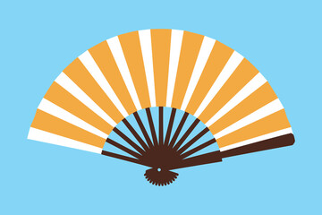 Asian hand folding fan open representing Japanese culture isolated on white background
