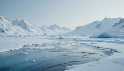 Antarctic Serenity: A Breathtaking Panorama of Ice and Mountains