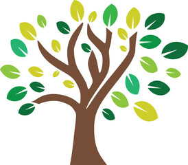 Colorful tree with leaves fully editable vector file download