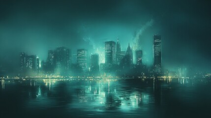 Obraz premium Dramatic Urban Skyline with Evening Reflections