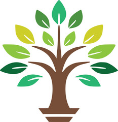 Colorful tree with leaves fully editable vector file download