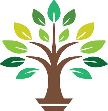 Colorful tree with leaves fully editable vector file download