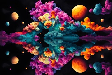 stress, mental problems and mental balance, represented by different color refraction.