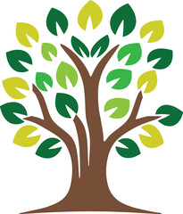 Colorful tree with leaves fully editable vector file download