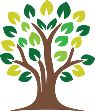 Colorful tree with leaves fully editable vector file download