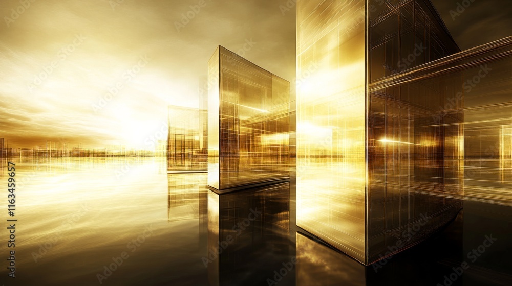 Poster futuristic architecture with flowing lines and high contrast