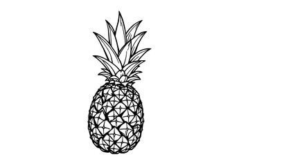 A thick-lined doodle of a pineapple with a detailed crown of leaves and textured body, drawn in bold outlines with no fill color on a plain white background.

