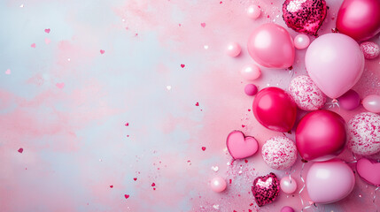 Valentine Hearts Balloons and Romantic Background with Love and Copy Space for Valentine Celebration