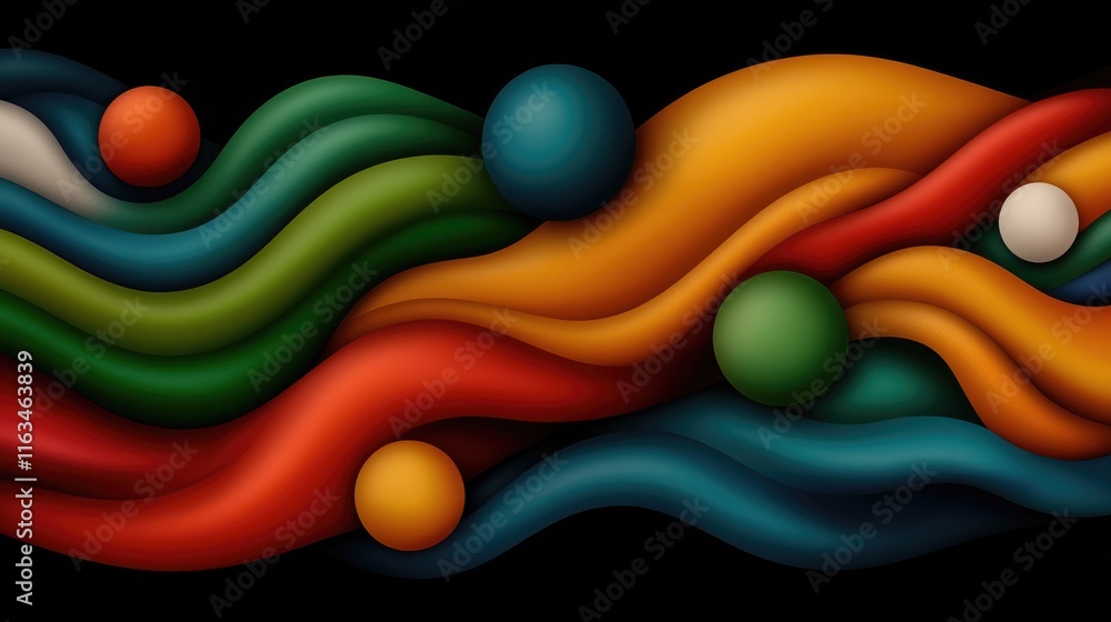 Poster dynamic color waves flowing together in abstract art art studio digital illustration creative enviro