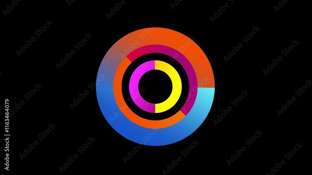 Aufkleber animation of vibrant array of concentric circles in various colors, creating a dynamic and eye-catch