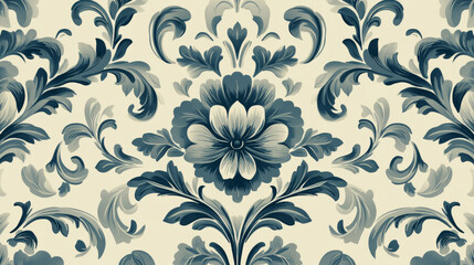 Vintage damask seamless pattern with decorative floral motifs for wallpaper design