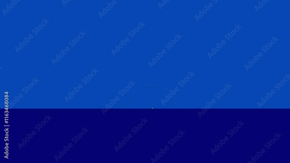 Aufkleber animation of yellow arcs overlap against a vibrant blue background, creating a striking visual contr