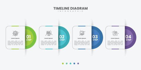 Business infographic template design. 4 options or steps timeline infographic design. Can be used for process diagram, presentations, workflow layout, flow chart, steps, banner.