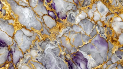Elegant Marble Texture with Gold and Purple Veins