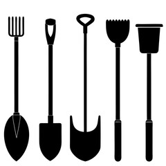 Essential Gardening Tools: Silhouette Collection for Gardeners