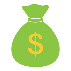 Simple illustration of a money green bag with a dollar sign 