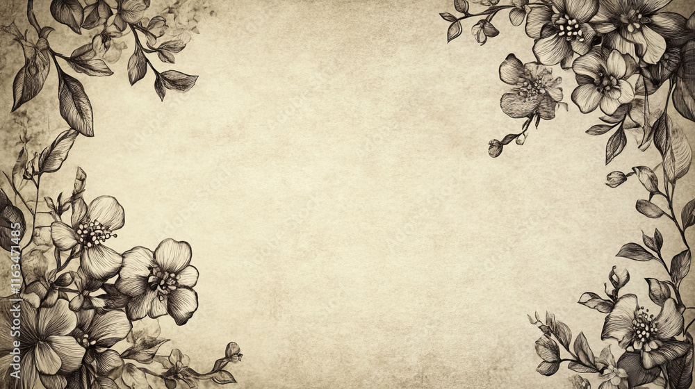 Poster medieval floral frame with embellishments for retro concept design. vector version also available in