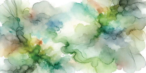 Obraz premium Soft Abstract Watercolor Background with Green and Peach Tones