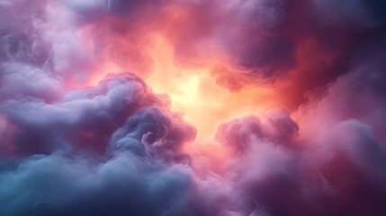 Dreamlike Cloudscape with Warm and Cool Hues