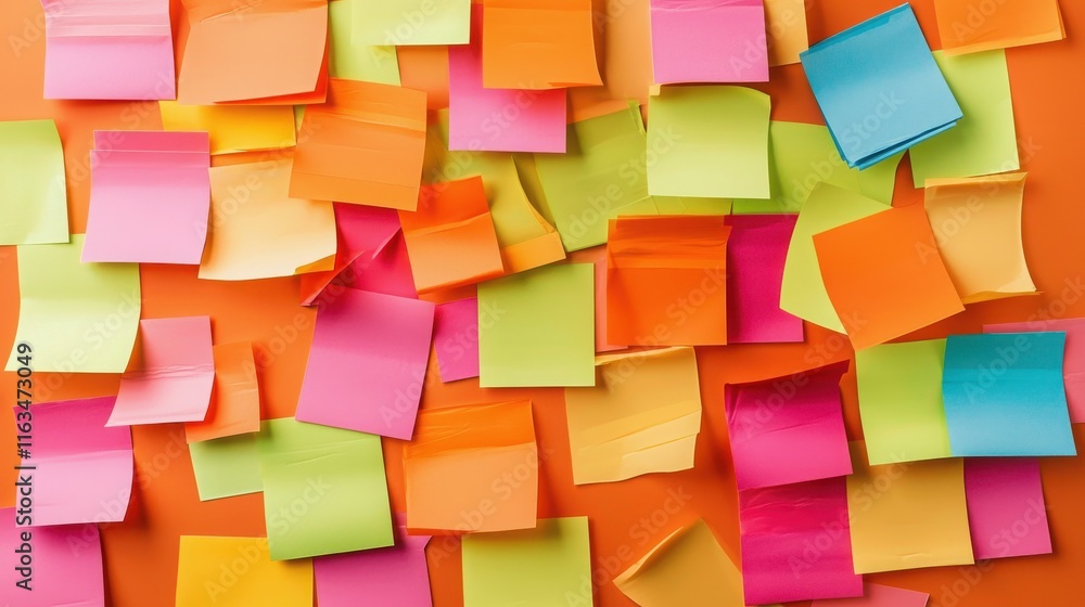Poster enhancing office productivity with colorful sticky notes modern workspace visual content creative en