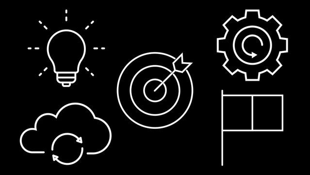 Project & Goal Management Line Icons