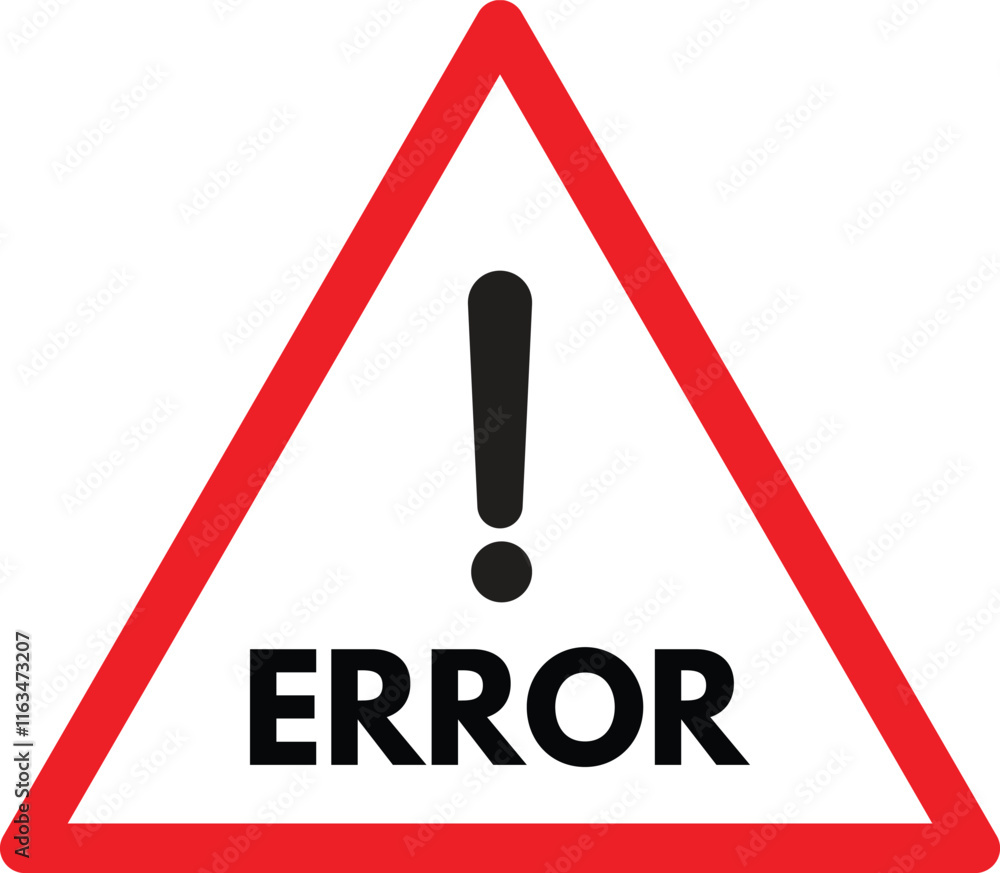 Poster error triangle icon with text . alert sign . triangle with exclamation mark and text . attention ico