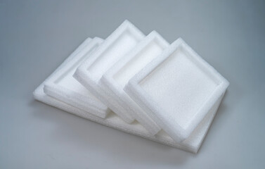 white polyethylene plastic on white background, prevent damage during transportation.