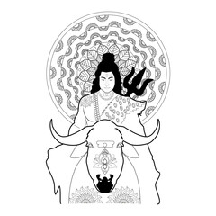 A stunning Lord Shiva line art illustration design