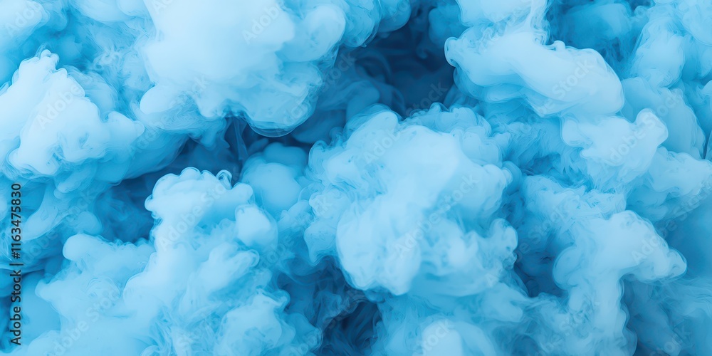 Poster mystical blue smoke clouds in a macro perspective. macro shot of blue object.