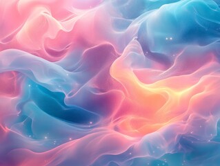 Fototapeta premium Organic shapes resembling flowing water and smoke intertwine with glowing orbs and faint fractal patterns. Generate Ai