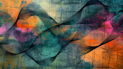 Abstract Conceptual Artwork Depicting Complex Communication Through Fluid Forms and Vibrant Colors for Modern Design and Creative Projects