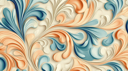 Retro seamless pattern with flourishes and floral motifs